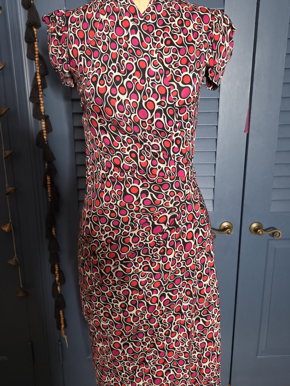 Diane von Furstenberg DVF Maggie Silk Jersey Ruched Midi Dress Pink Bubble 2